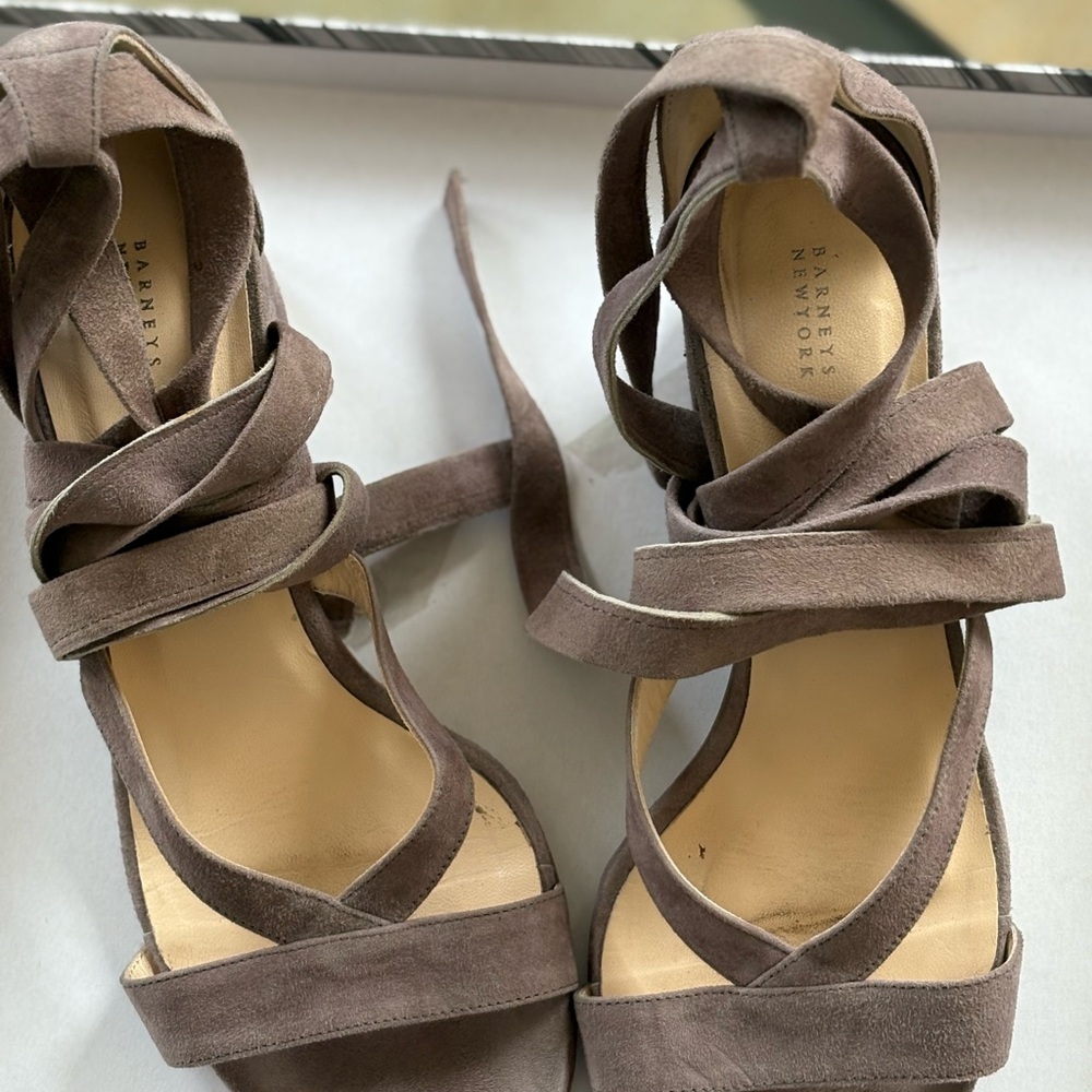 Barneys New York Taupe Strappy Heels